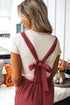 Boho Casual Knotted Back Strap Cotton Bib Front Wide Leg Jumpsuit
